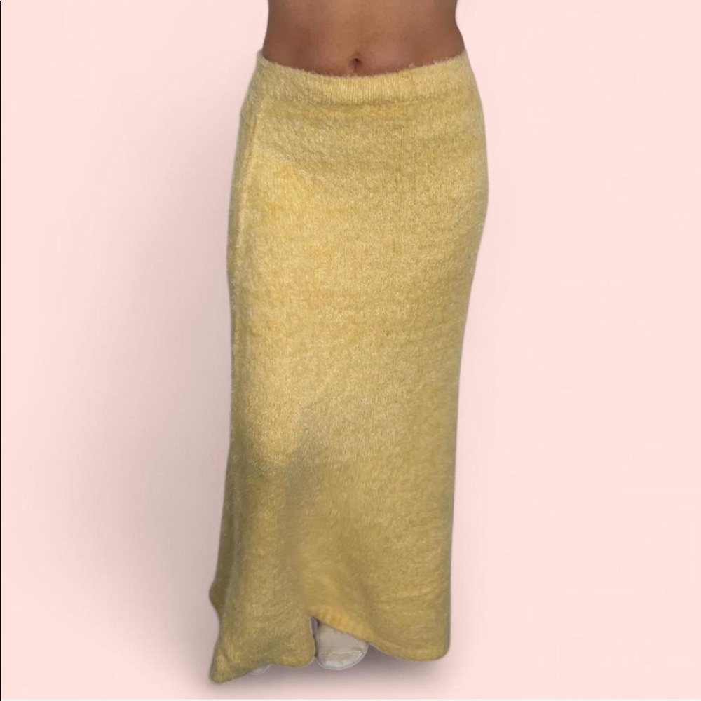 Topshop Yellow fluffy sweater maxi skirt